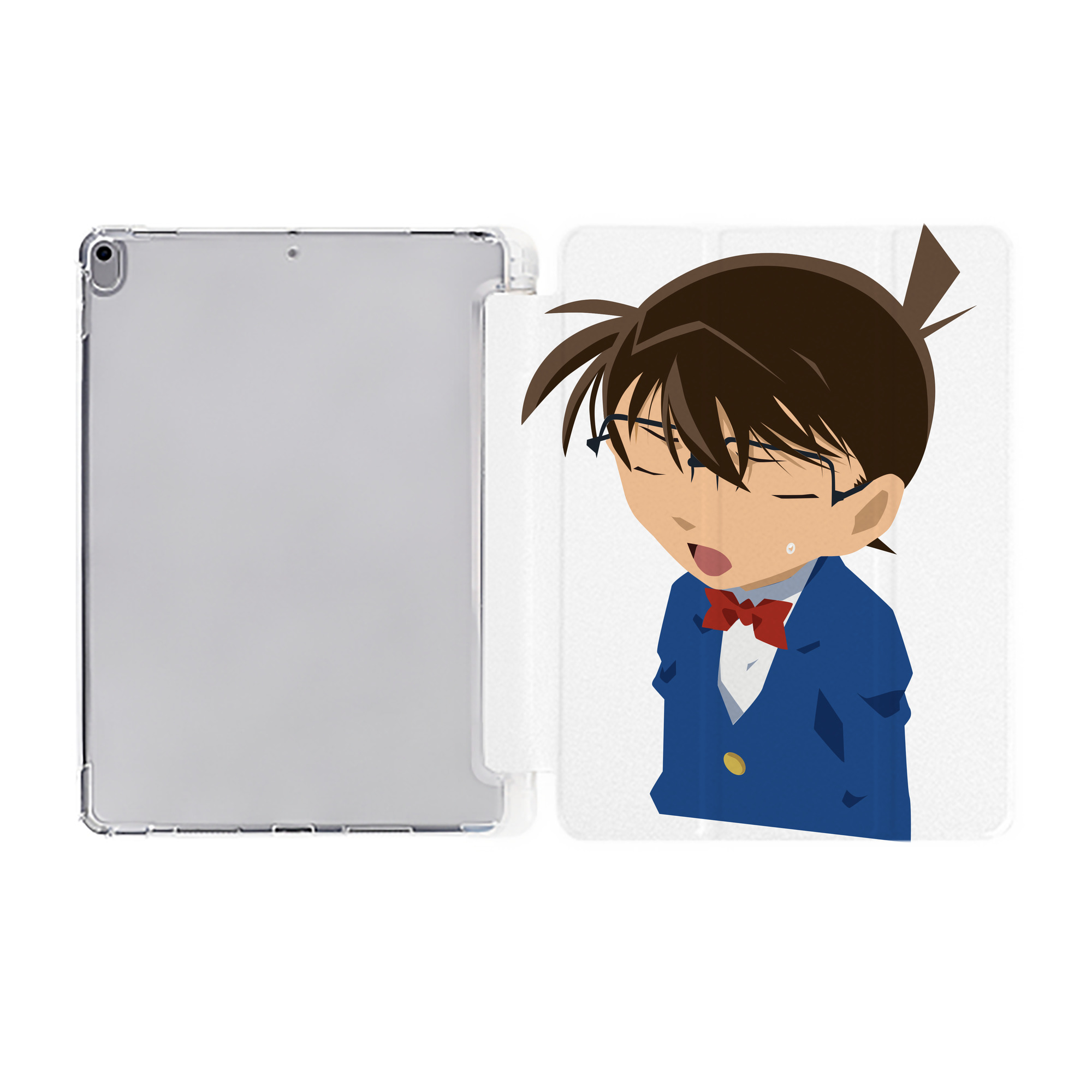 （画像用） 名探偵コナン 江戸川 コナン Detective Conan Conan Edogawa IPad ケース ペン収納付き 三つ折りスタンド PUレザー×シリコン 対応機種9.5/10.5/10.9インチ